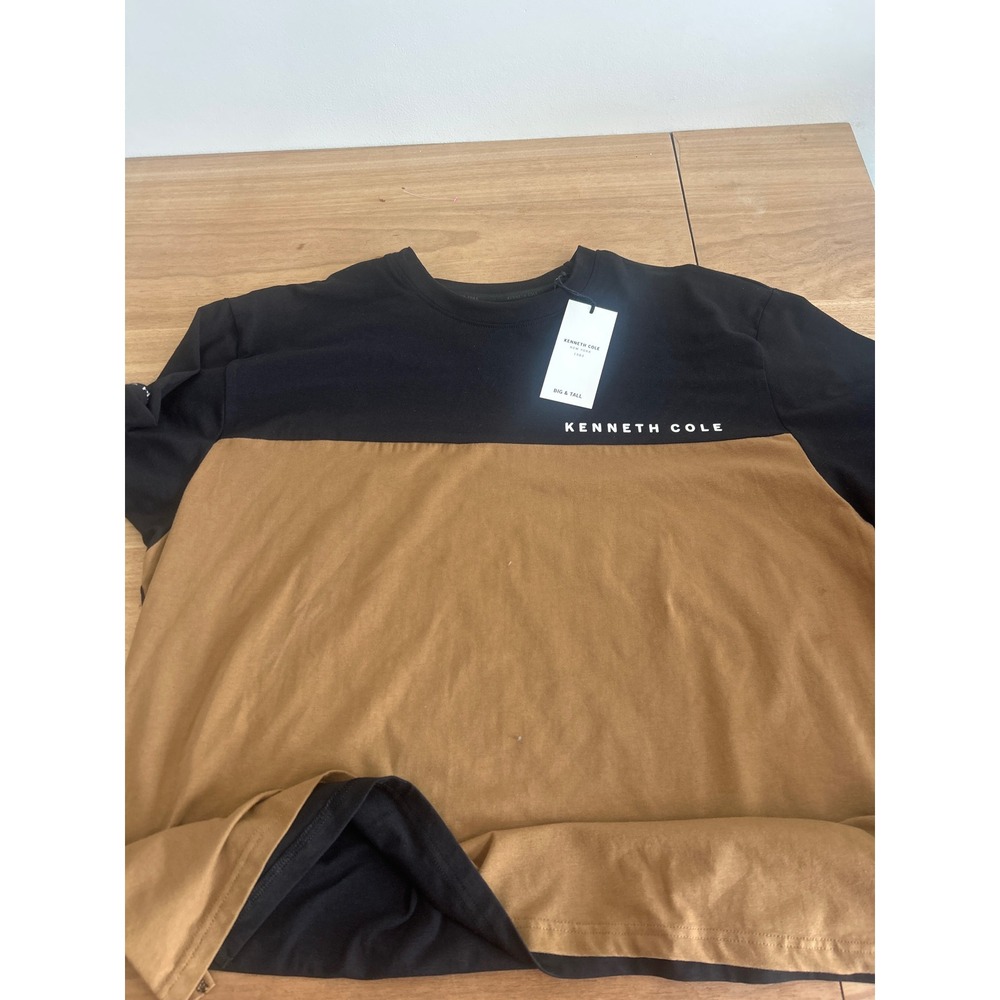 Kenneth Cole New York Big & Tall Mens 2X T-Shirt Colorblock Black Fawn New